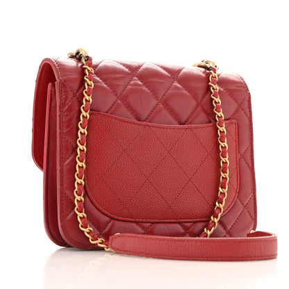 Chanel Calfskin Caviar Quilted Mini Chain Handle Flap  Red 3 of 14