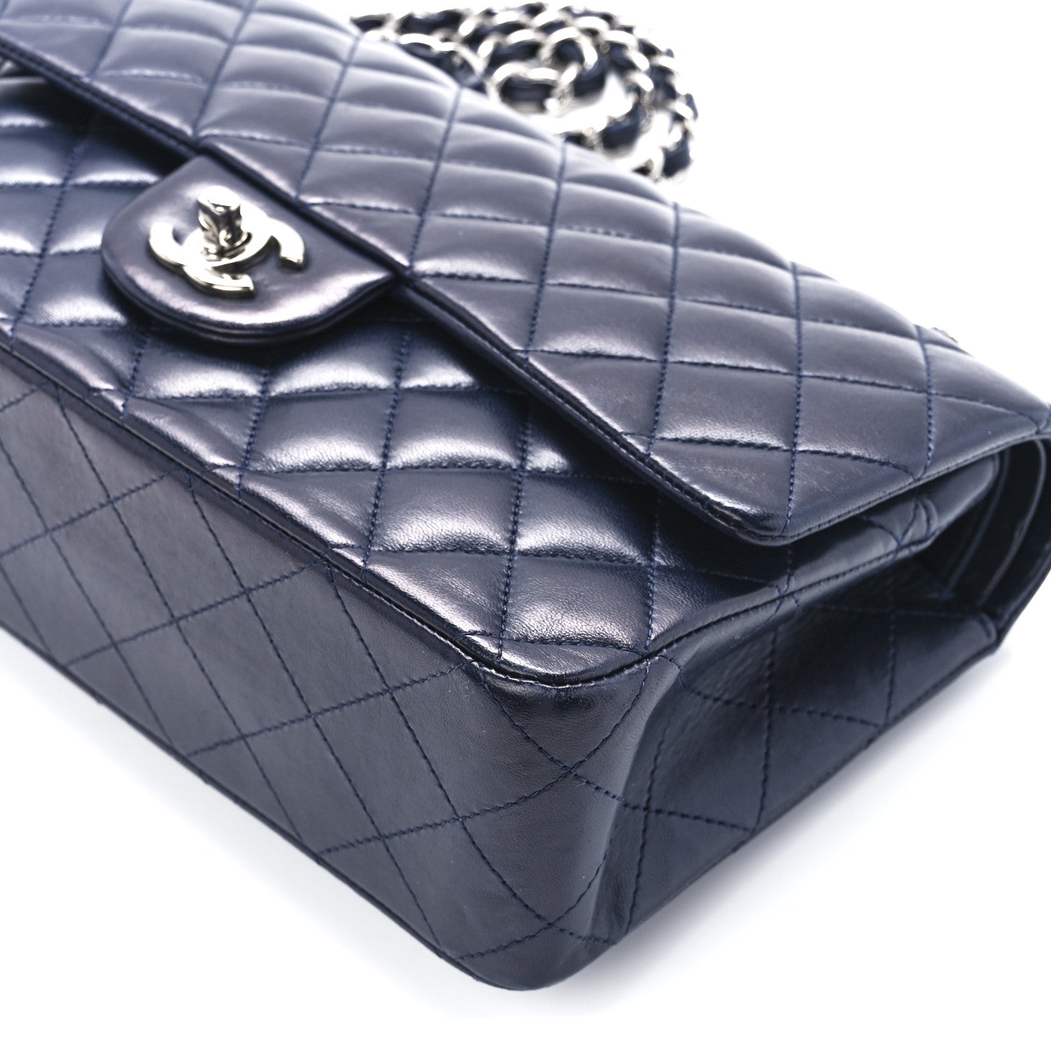 Chanel Lambskin Quilted Medium Double Flap Navy 12 of 12
