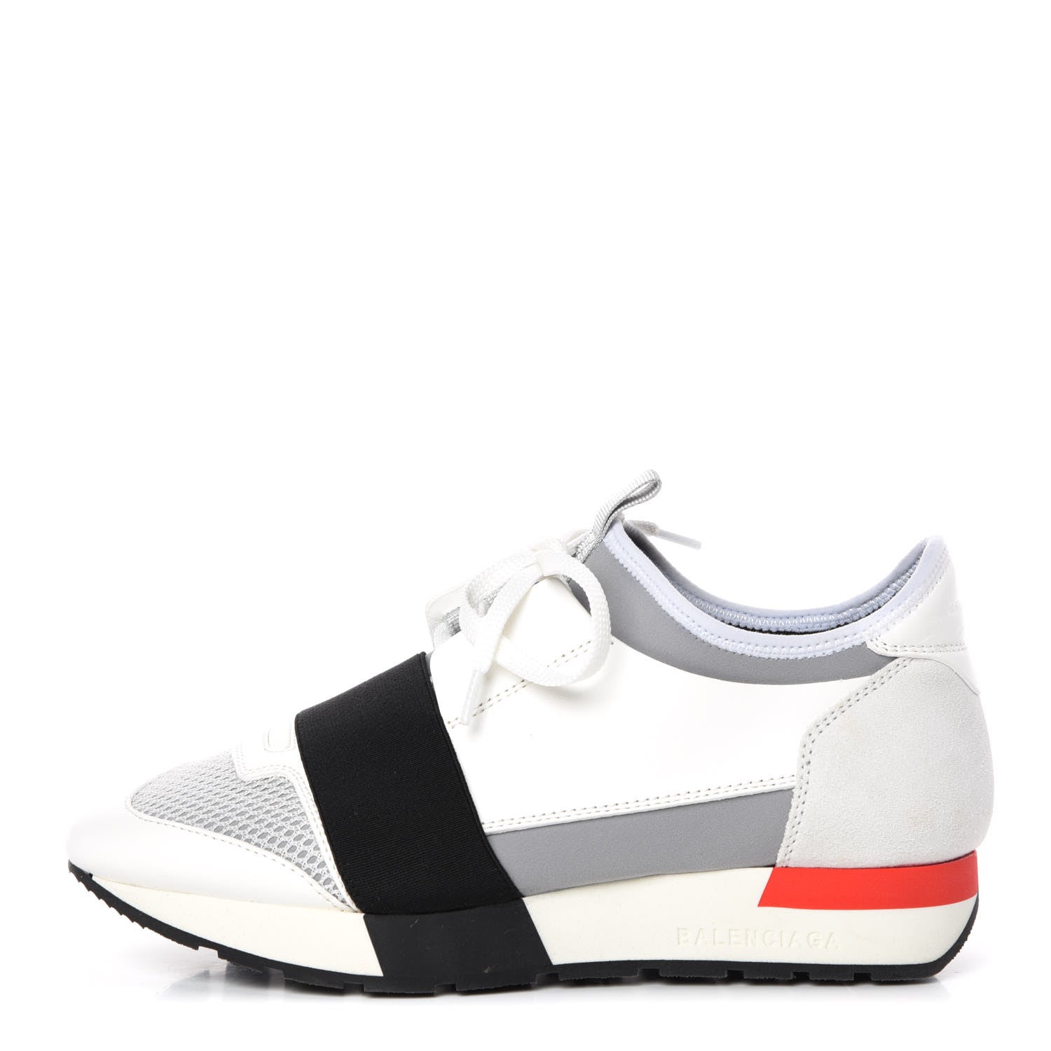 Balenciaga Mesh Calfskin Neoprene Suede Womens Race Runner Sneakers 36 White Black Gris 1 of 9