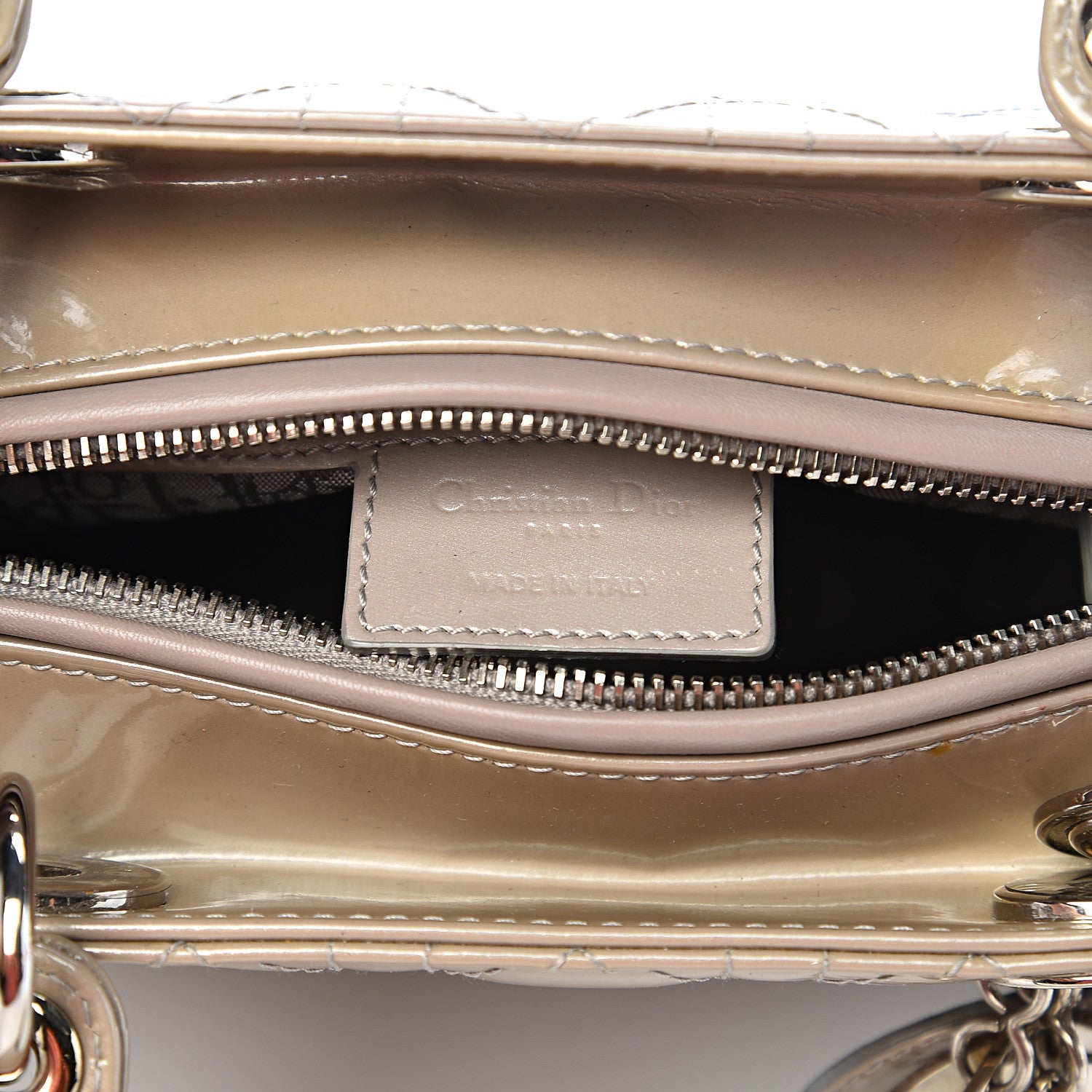 Christian Dior Pearlized Patent Cannage Medium Lady Dior Grey 5 of 17