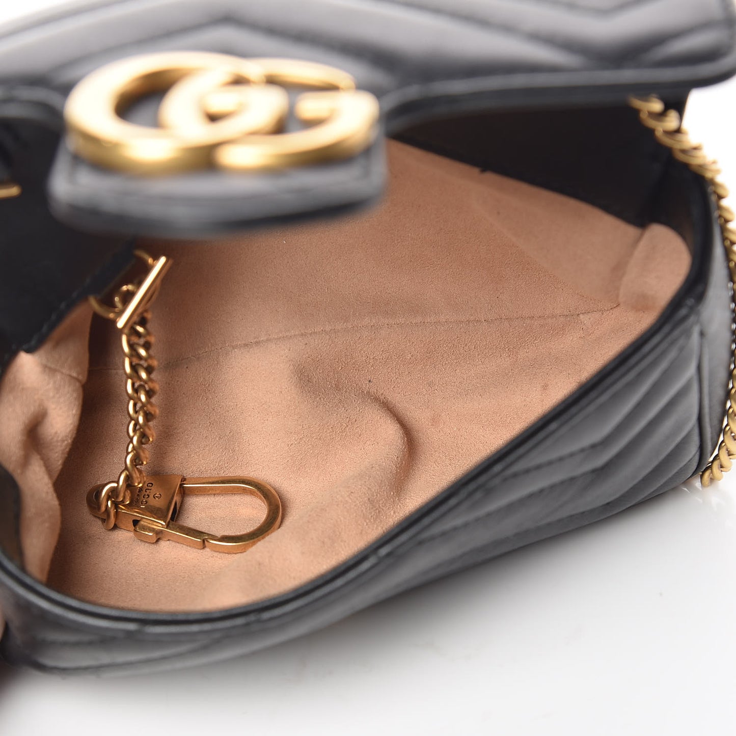 Calfskin Matelasse Super Mini GG Marmont Shoulder Bag Black