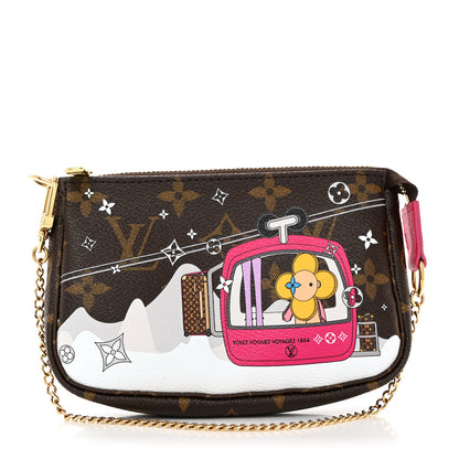 Louis Vuitton Monogram 2019 Christmas Animation Mini Courchevel Pochette Accessories Fuchsia 1 of 8