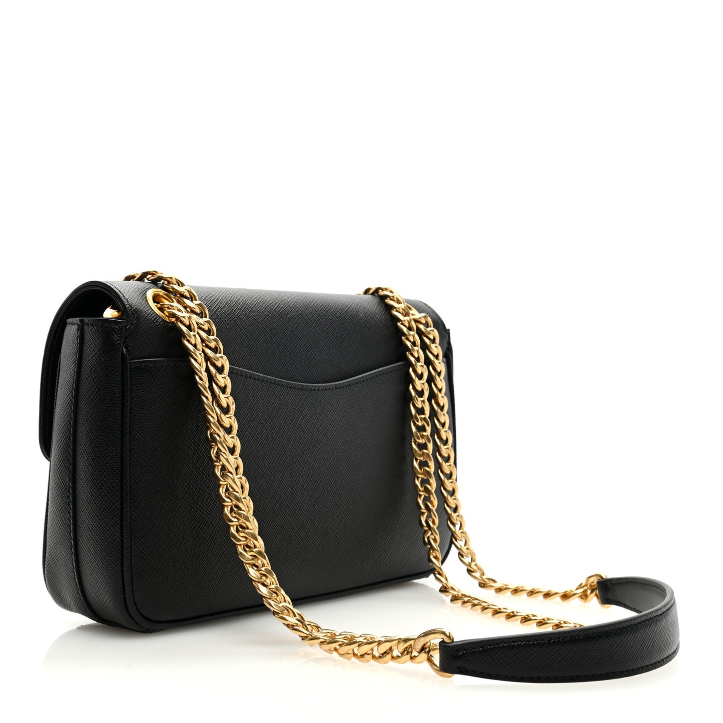 Saffiano Flap Shoulder Bag Black