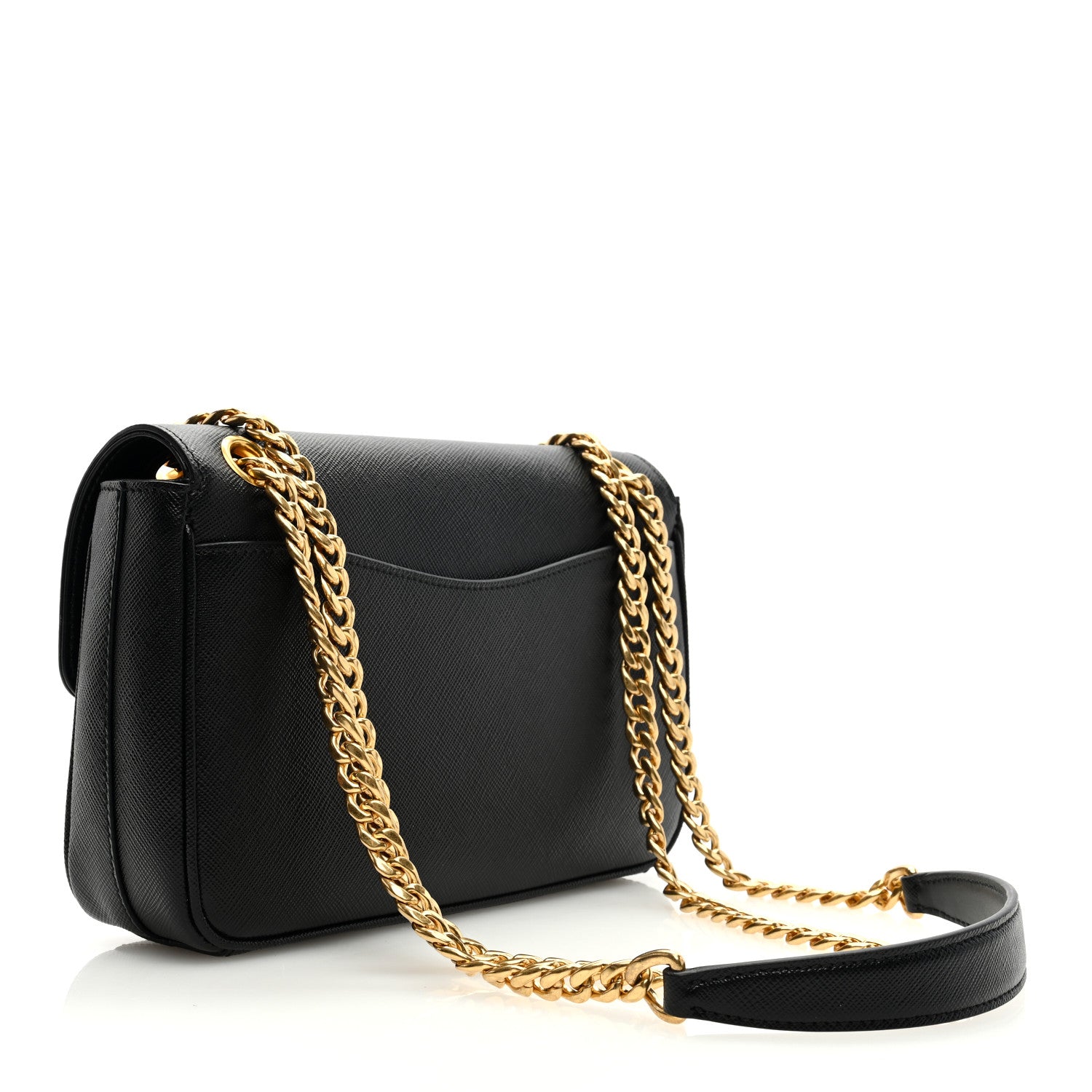 Prada Saffiano Flap Shoulder Bag Black 3 of 9