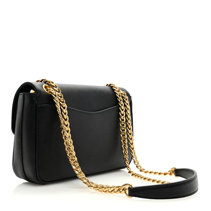 Prada Saffiano Flap Shoulder Bag Black 3 of 9