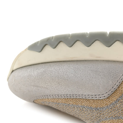 Hermes Metallic Knit Calfskin Suede Goatskin Bi-Color Womens Addict Sneakers 40 Multicolor Gris Argent 11 of 13