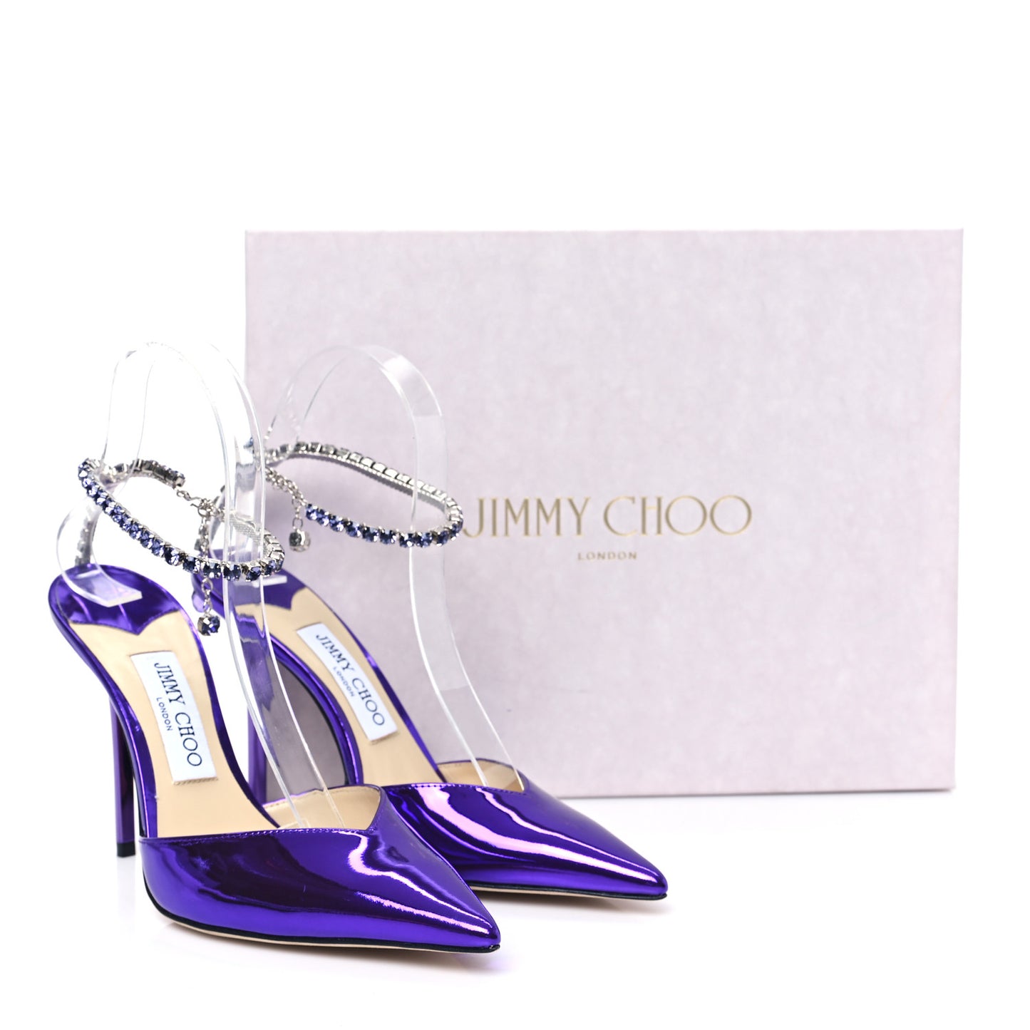 Liquid Metal Calfskin Crystal Saeda 100 Pumps 38.5 Cassis