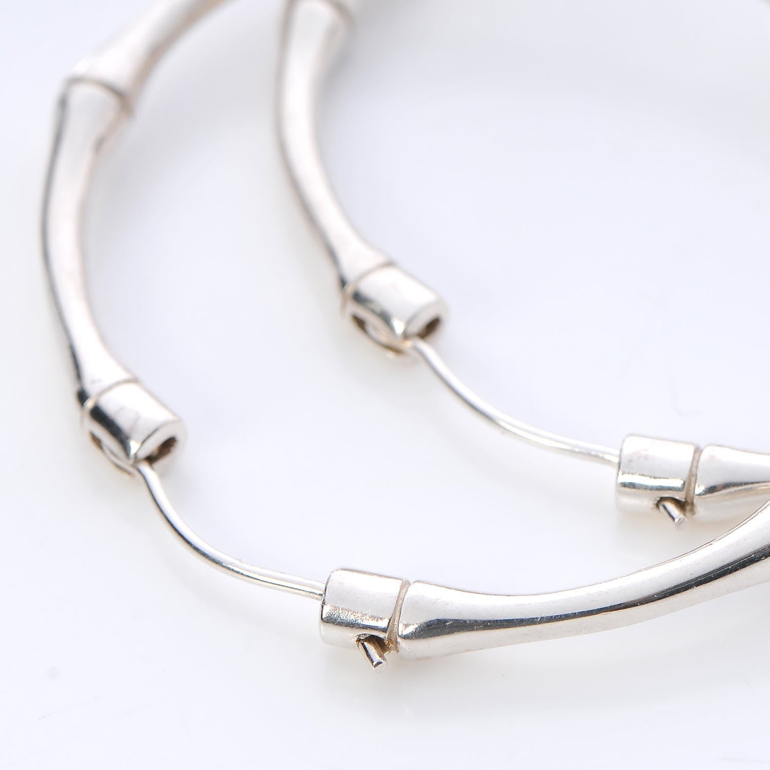Gucci Sterling Silver Bamboo Hoop Earrings 3 of 9