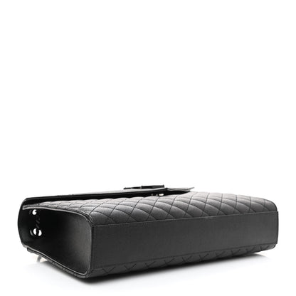 Saint Laurent Grain De Poudre Textured Mixed Matelasse Large Triquilt Monogram Monochrome Satchel Black 4 of 8