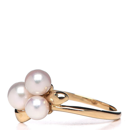 Mikimoto 18K Yellow Gold Akoya Pearl 4.5-5.5mm Cluster Ring 50 5.25 3 of 5