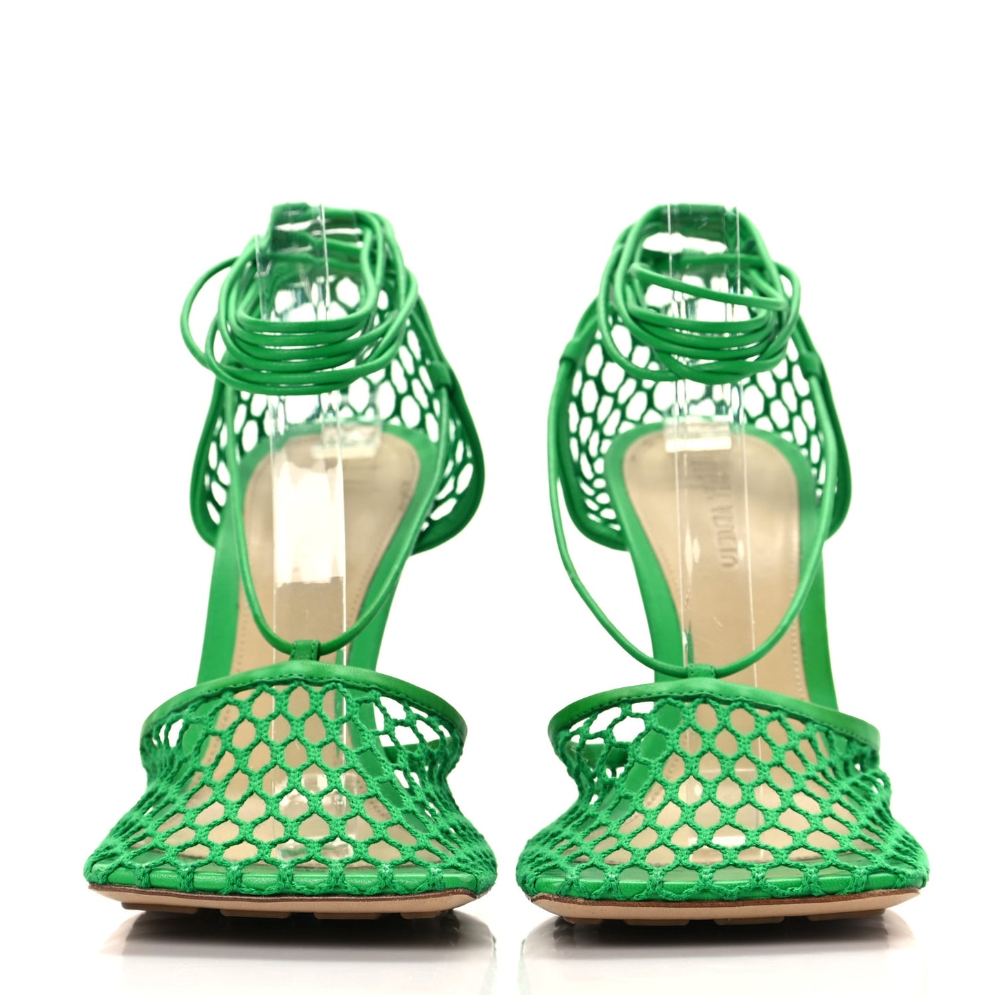 Mesh Nappa Stretch Ankle Tie 90mm Sandals 39 Grass