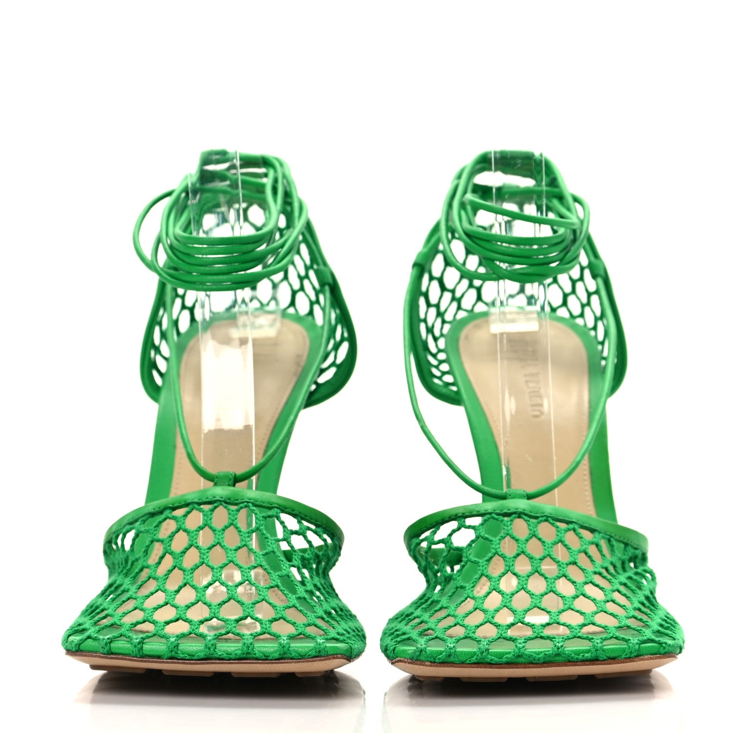 Bottega Veneta Mesh Nappa Stretch Ankle Tie 90mm Sandals 39 Grass 2 of 7
