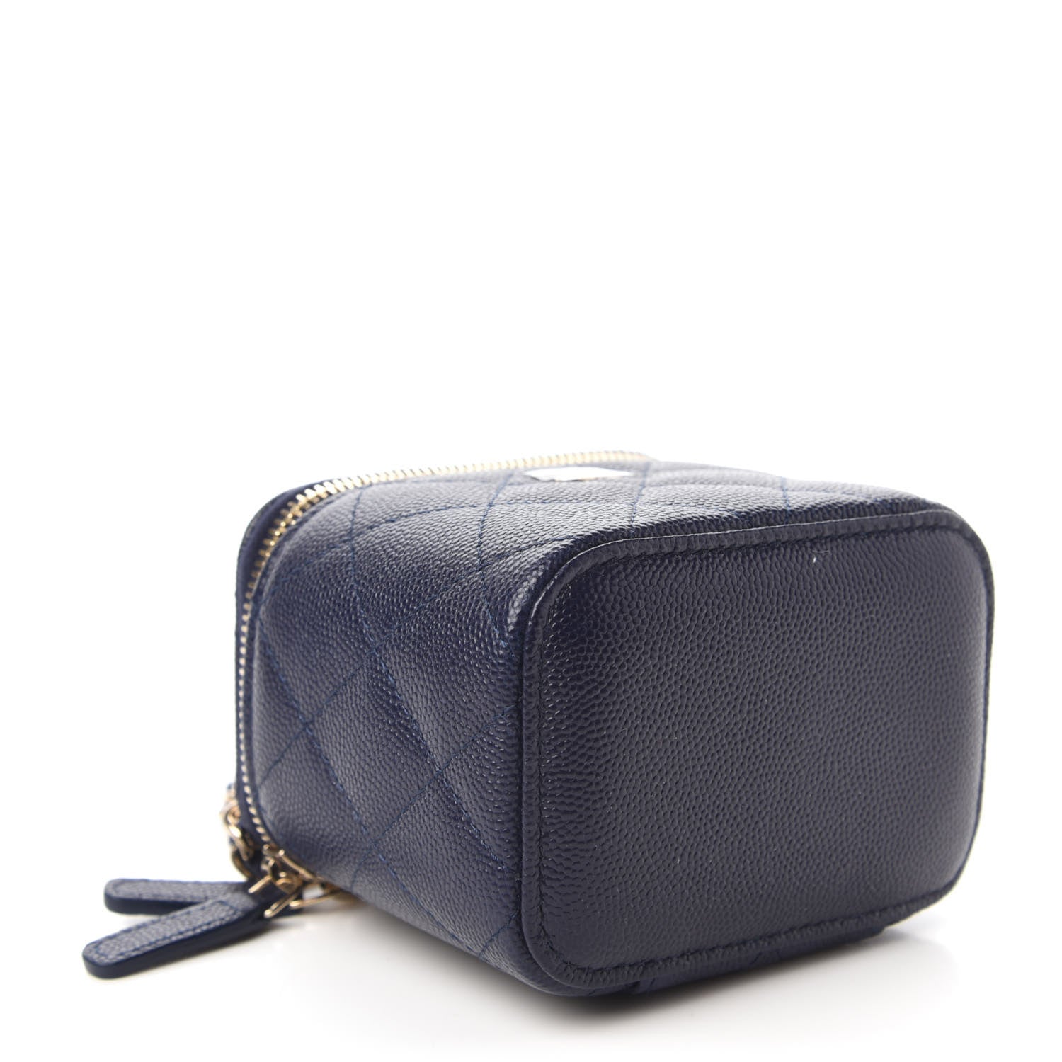 Chanel Caviar Quilted Mini Vanity Case With Chain Navy Blue 4 of 11