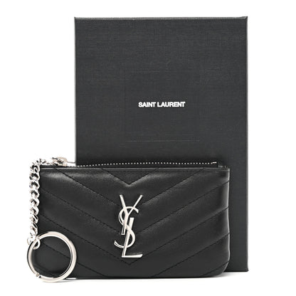Saint Laurent Calfskin Matelasse Monogram Key Pouch Black 8 of 8