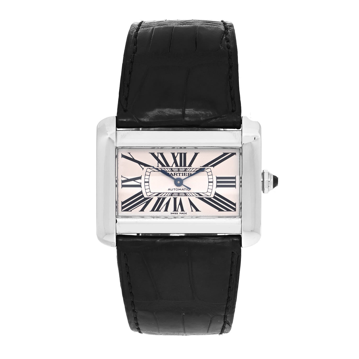 Cartier Stainless Steel Alligator 38mm Tank Divan Automatic Watch 1 of 5