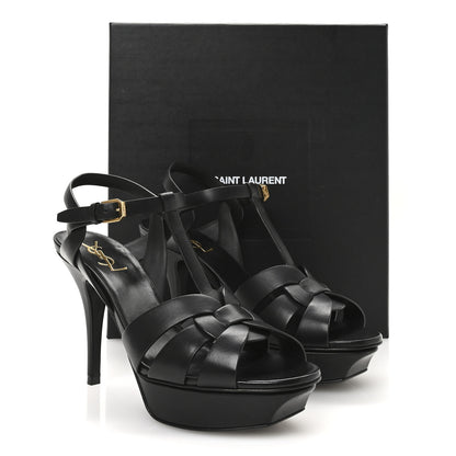 Saint Laurent Calfskin Tribute 75 Platform Sandals 39 Black 9 of 9