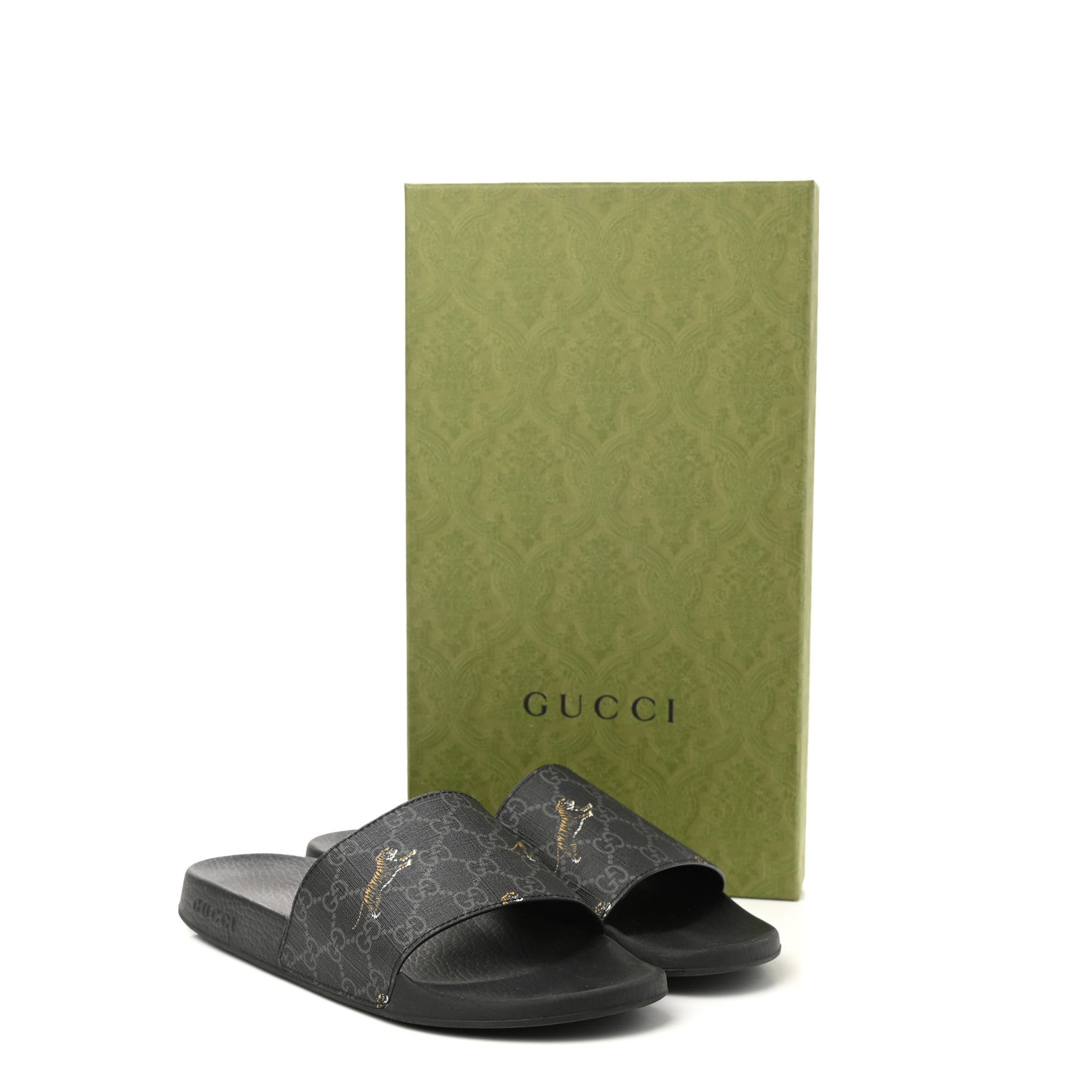 Gucci GG Supreme Monogram Tigers Mens Slide Sandals 10 Black Multicolor 9 of 9