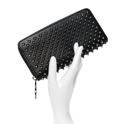 Christian Louboutin Calfskin Empire Panettone Spiked Zip Around Wallet Black 2 of 11