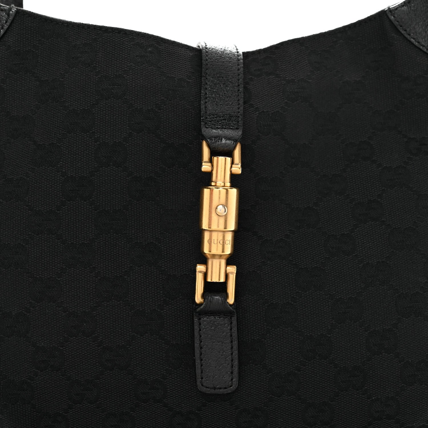 Gucci Monogram Piston Lock Jackie O Hobo Black 8 of 10