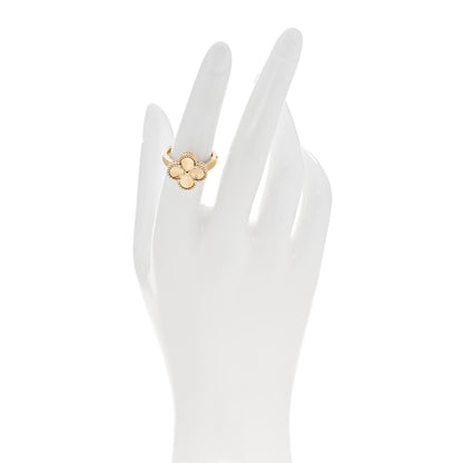 Van Cleef & Arpels 18K Yellow Gold Guilloche Vintage Alhambra Ring 53 6.5 2 of 6