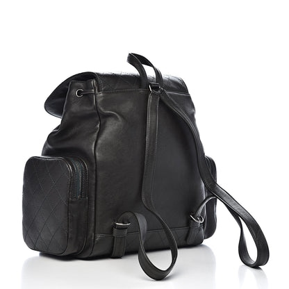 Chanel Grained Calfskin Stitched Pocket Backpack Dark Green 3 of 11