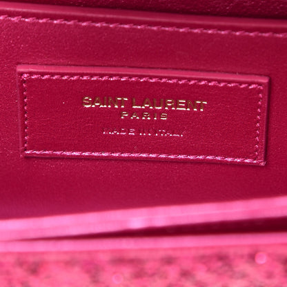 Saint Laurent Glitter Small Lulu Bunny Satchel Fuchsia Red 6 of 7
