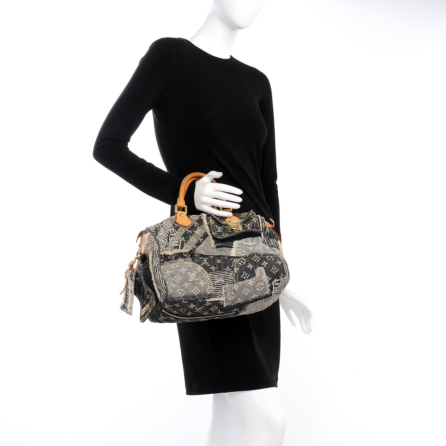 Louis Vuitton Denim Patchwork Speedy 30 Grey 2 of 8