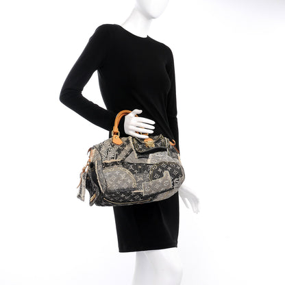 Louis Vuitton Denim Patchwork Speedy 30 Grey 2 of 8