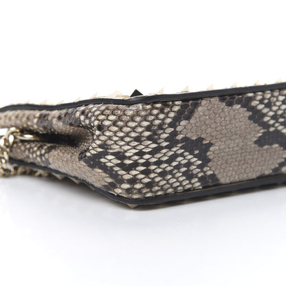 Valentino Garavani Calfskin Python Embossed Rockstud Chain Clutch Roccia 7 of 10