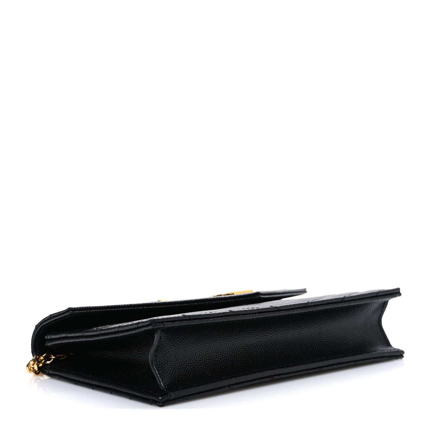 Grain De Poudre Matelasse Chevron Monogram Envelope Chain Wallet Black