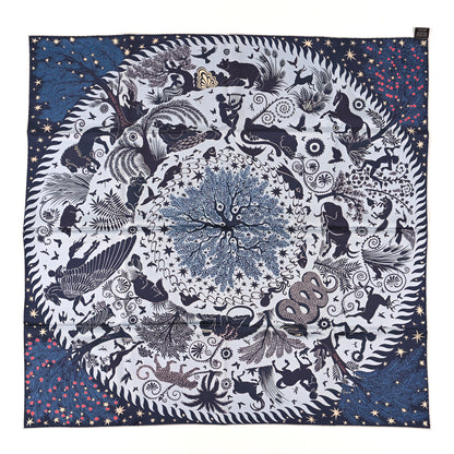 Hermes Silk Sous Le Charme d'Orphee Double Face Scarf 90 Bleu Azur Bordeaux Vert 2 of 4