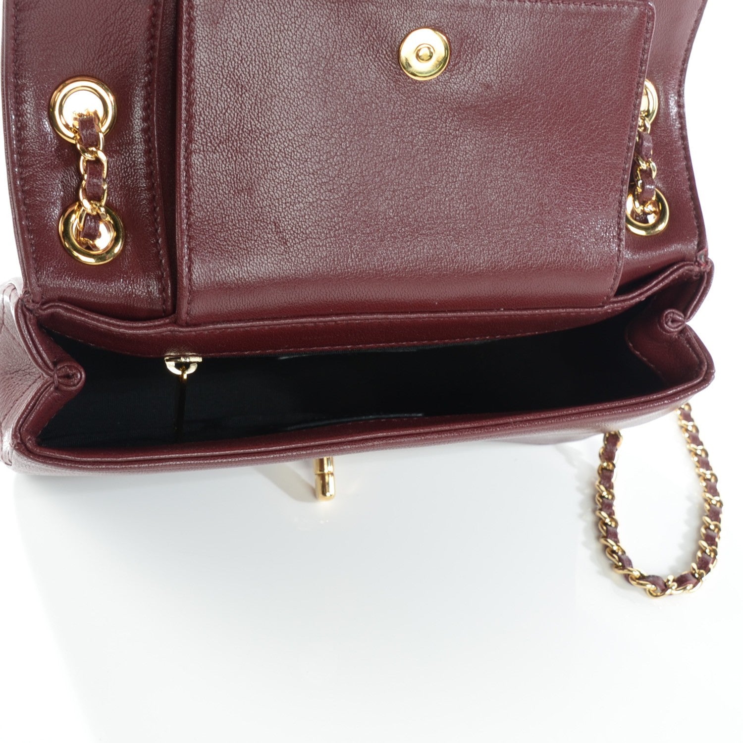 Chanel Sheepskin Quilted Small Mademoiselle Vintage Flap Dark Red 5 of 10