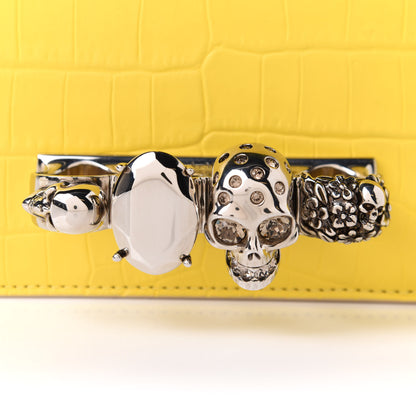 Alexander McQueen Shiny Crocodile Embossed Mini Jeweled Satchel Pop Yellow 9 of 11