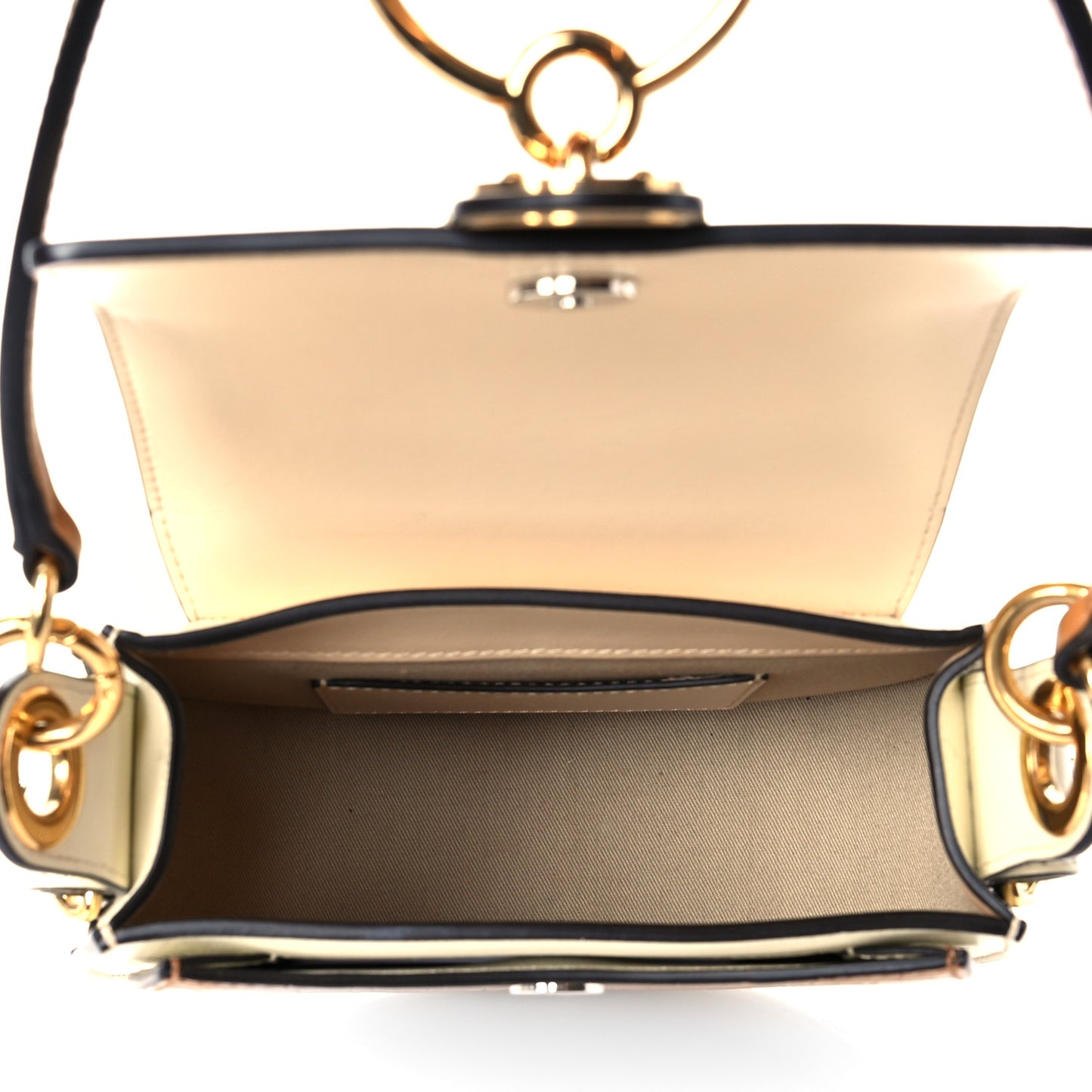 Calfskin Crocodile Embossed Small Tess Bag White Beige