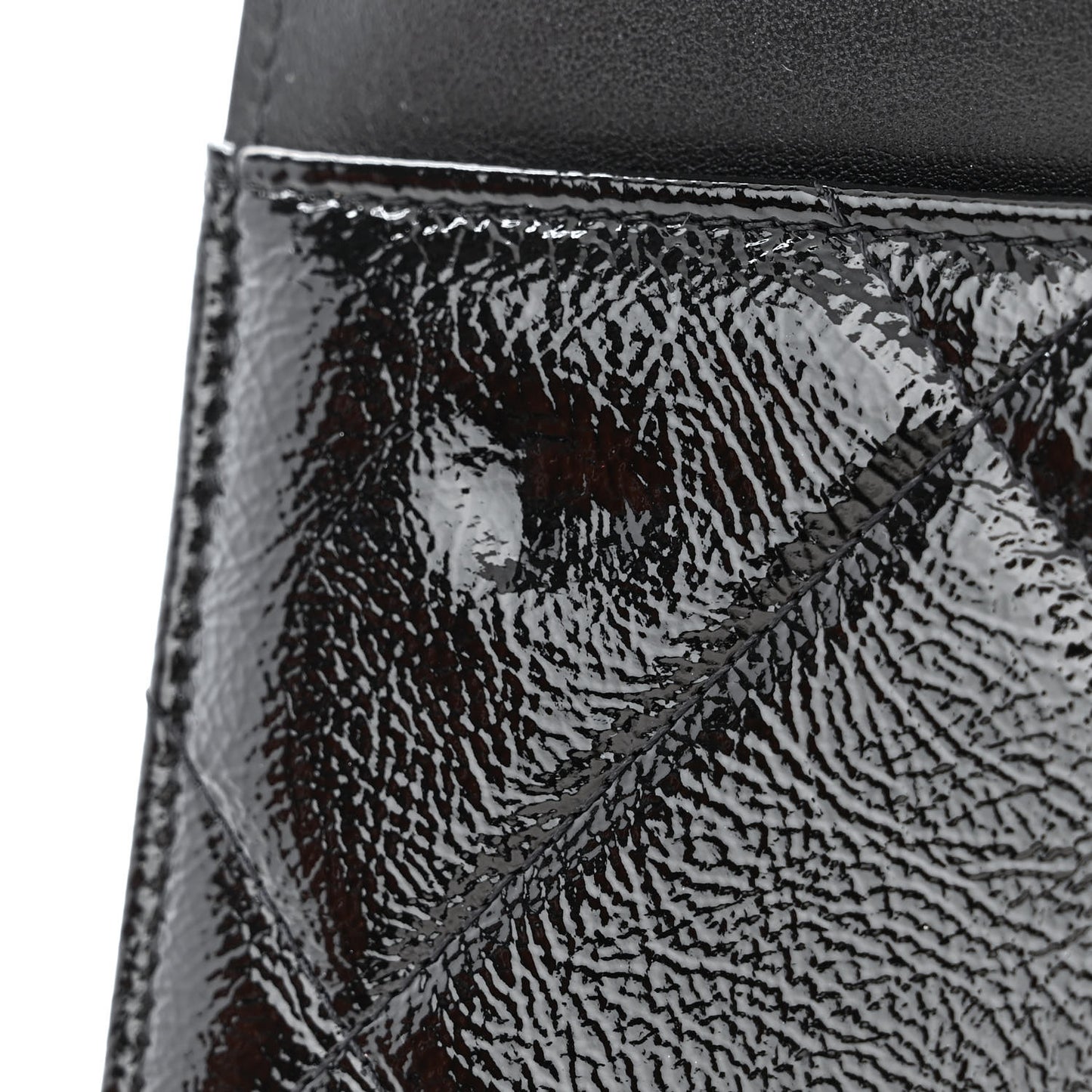 Shiny Crumpled Calfskin Quilted Chanel 19 Wallet On Chain WOC Black
