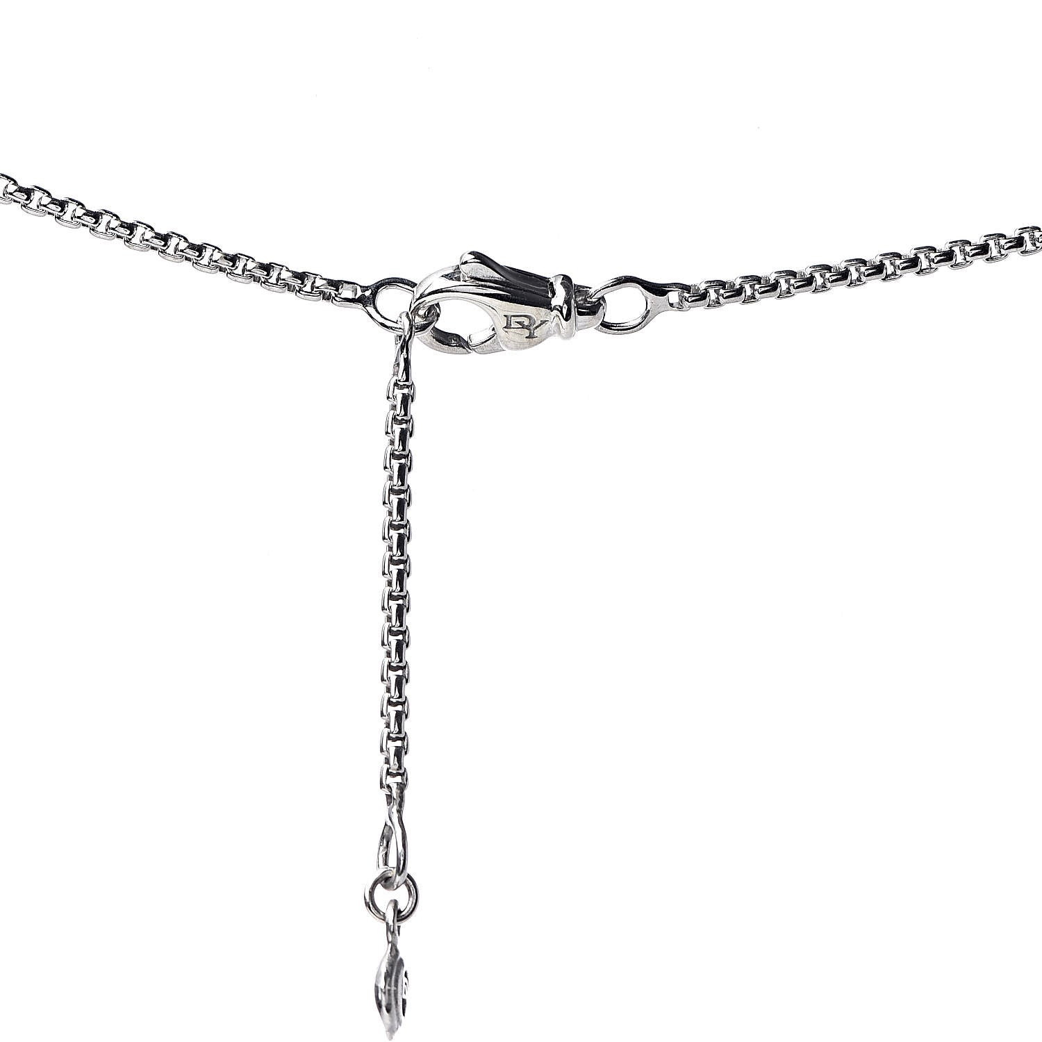 David Yurman Sterling Silver Diamond Pearl 8mm Crossover Pendant Necklace 4 of 4