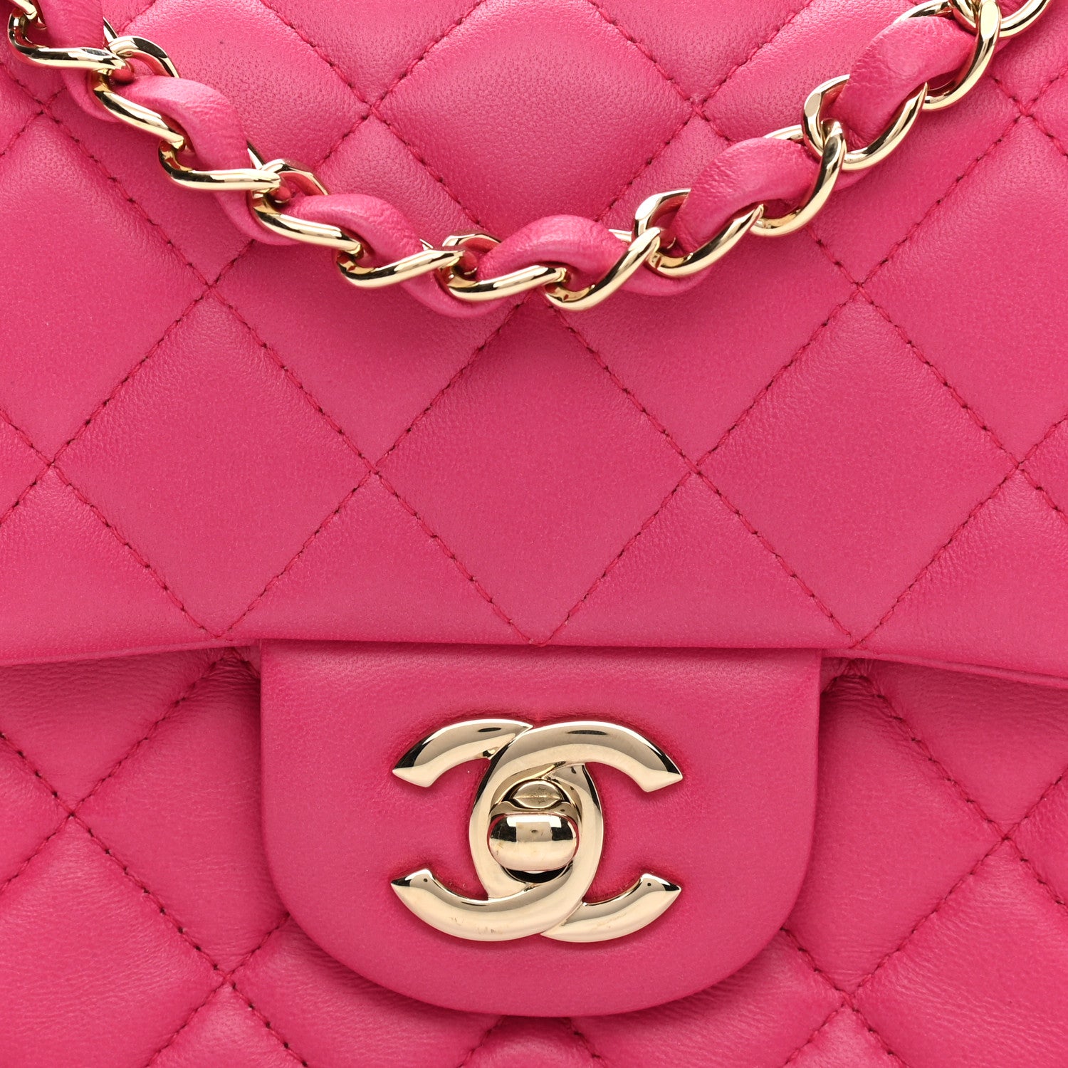 Chanel Lambskin Quilted Mini Rectangular Flap Fuchsia 11 of 11