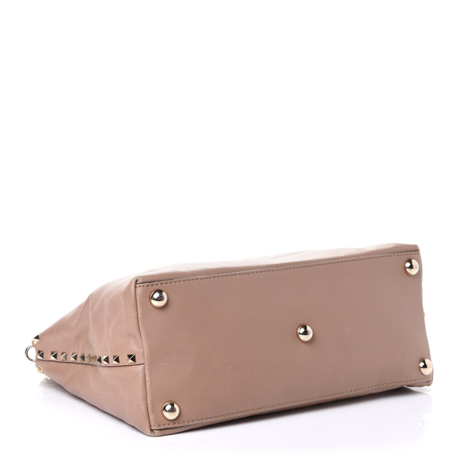 Valentino Garavani Vitello Rockstud Dome Satchel Beige 6 of 10