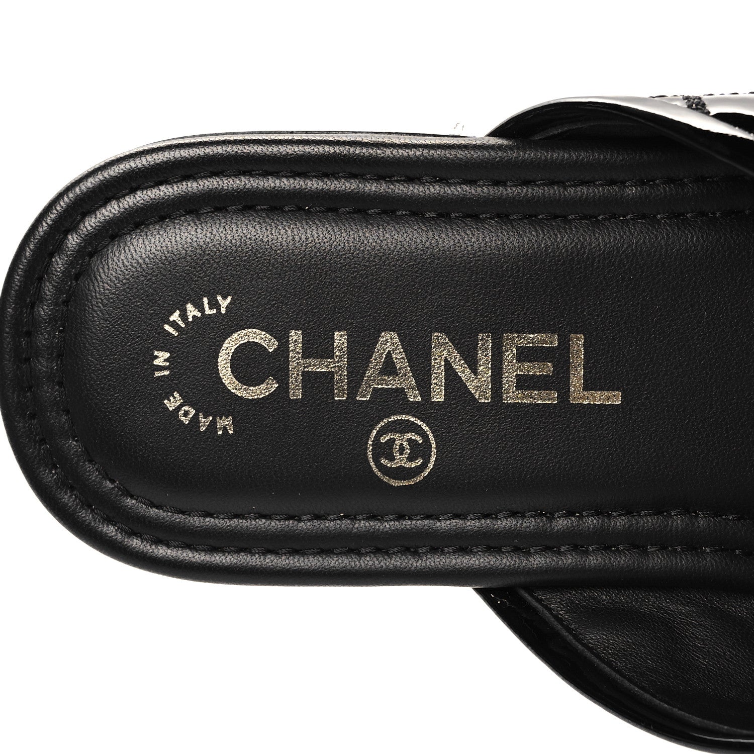 Chanel Patent Quilted CC Sandals 36 Black 8 of 9