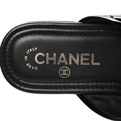 Chanel Patent Quilted CC Sandals 36 Black 8 of 9