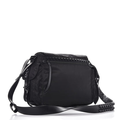 Prada Nylon New Vela Studded Messenger Bag Black 3 of 7