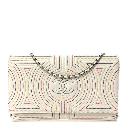 Chanel Calfskin Korean Garden Clutch With Chain White Multicolor 1 of 10