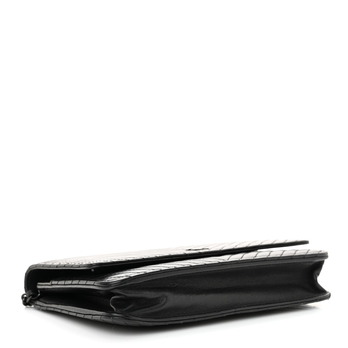 Lambskin Chevron Quilted Wallet On Chain WOC So Black