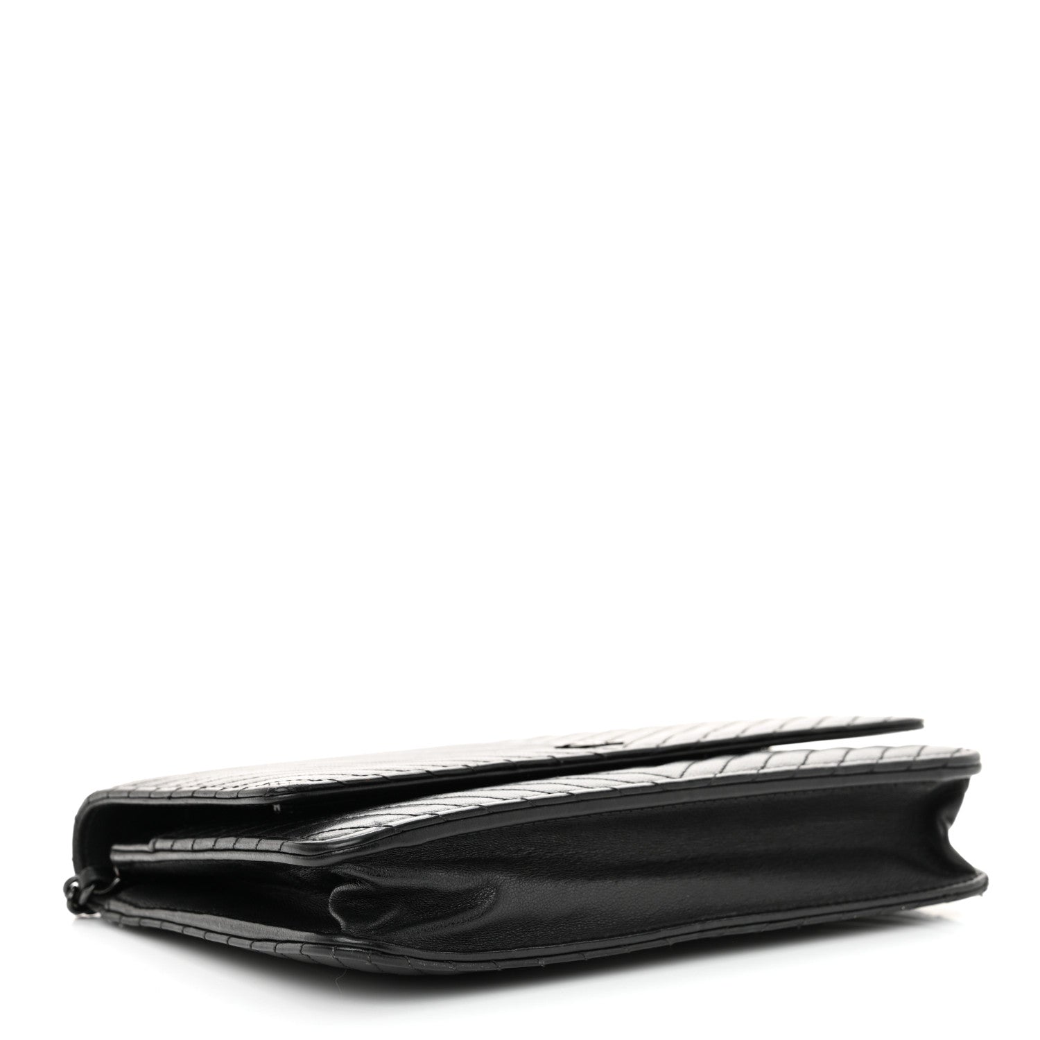 Chanel Lambskin Chevron Quilted Wallet On Chain WOC So Black 4 of 13