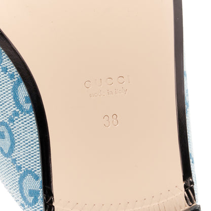 Gucci Canvas GG Monogram Nappa Womens Princetown Slippers 38 Porcelain Light Blue Dark Porcelain Light Blue 8 of 9
