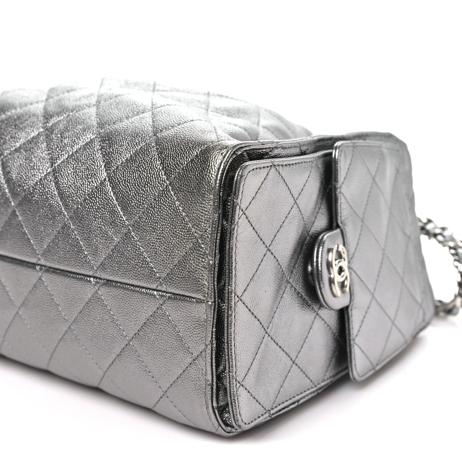 Chanel Metallic Caviar Quilted Small Chanel 25 Handbag Silver 10 of 10