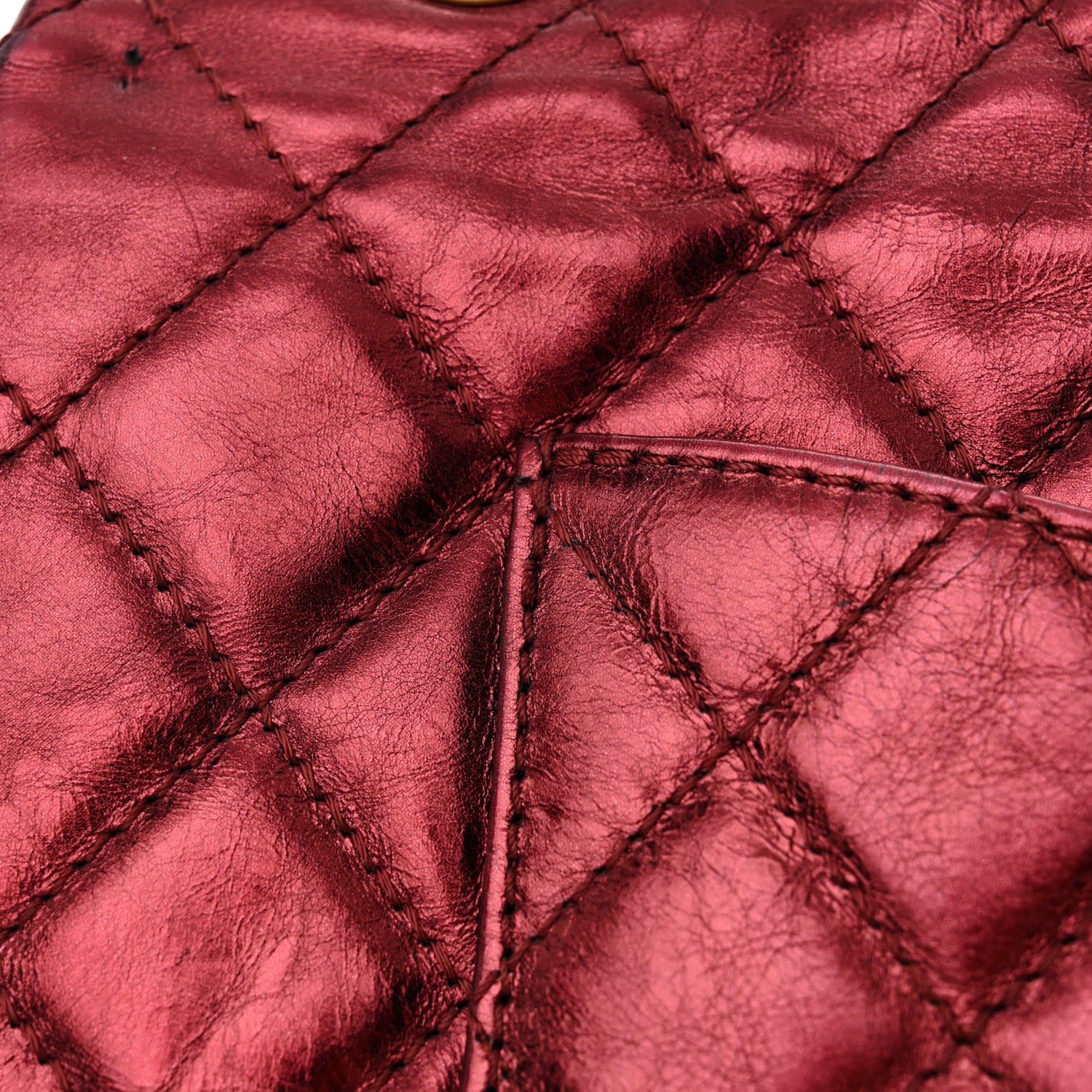 Chanel Metallic Aged Calfskin Quilted 2.55 Reissue 227 Flap Dark Red 15 of 17