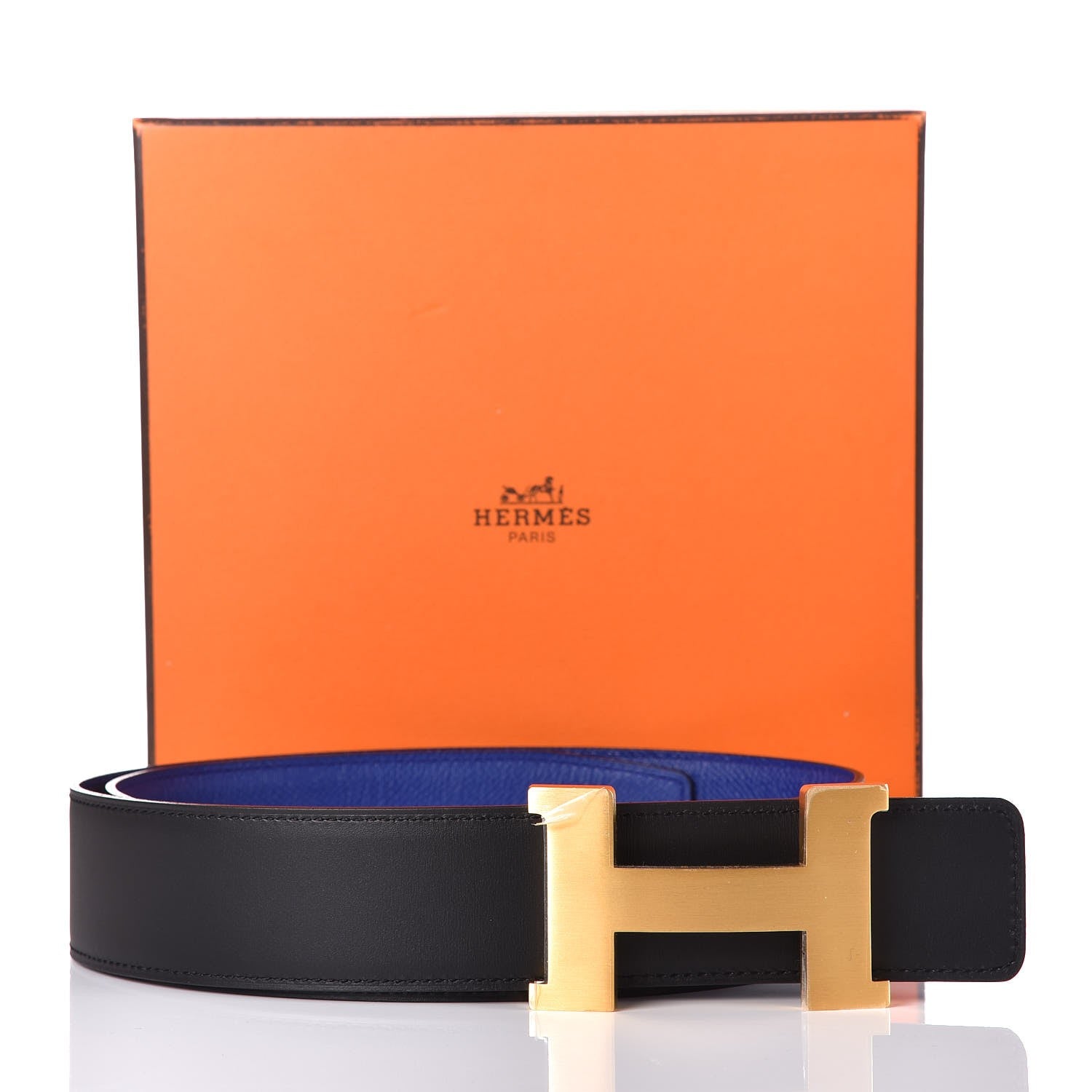 Hermes Chamonix Epsom 42mm Constance H Belt 85 Black Bleu Electrique 14 of 14