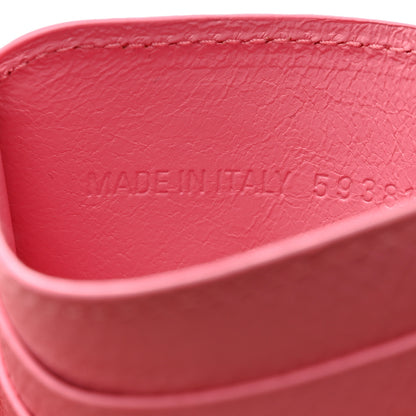 Balenciaga Grained Calfskin Logo Cash Rounded Card Holder Pink Black 7 of 8