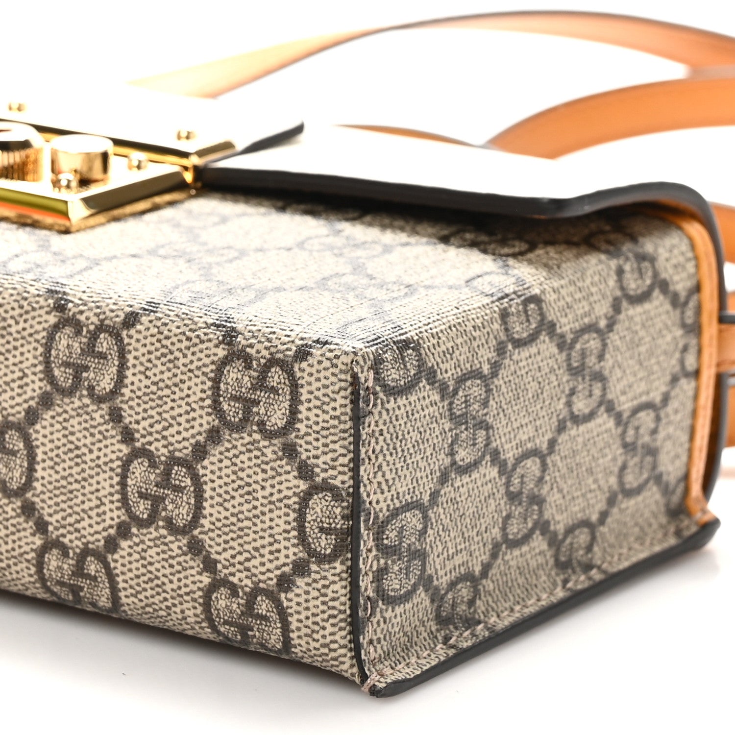 Gucci GG Supreme Monogram New Sakai Calfskin Mini Padlock Top Handle Shoulder Bag Beige Ebony Mystic White Sun Oil 10 of 11